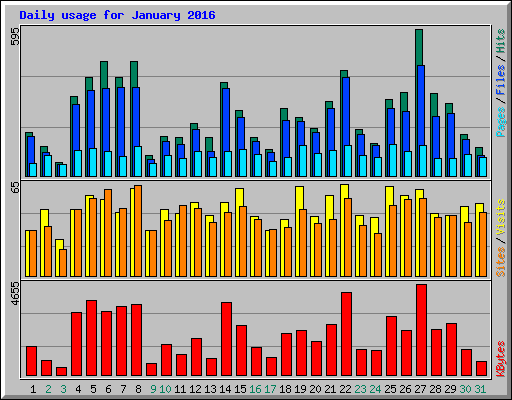 Daily usage for January 2016