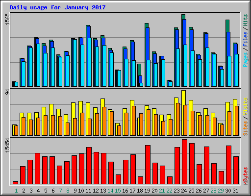 Daily usage for January 2017