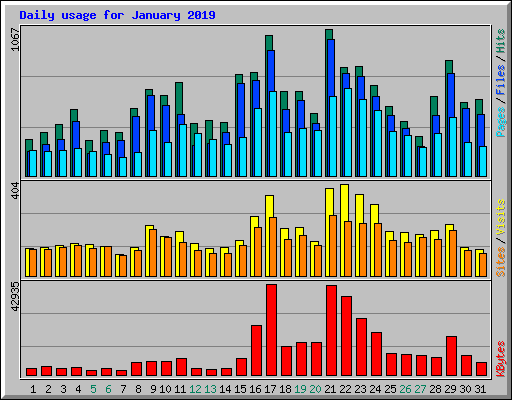 Daily usage for January 2019