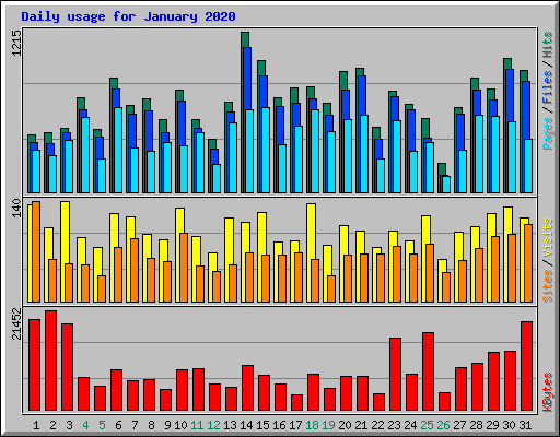 Daily usage for January 2020