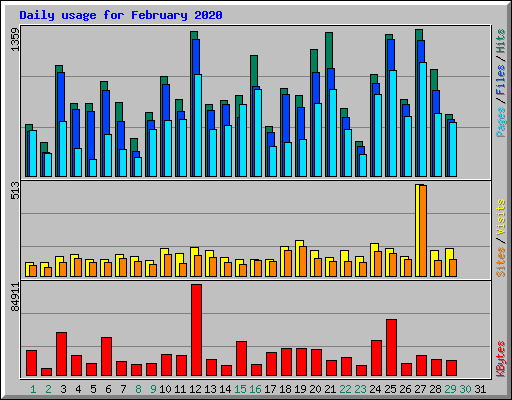 Daily usage for February 2020