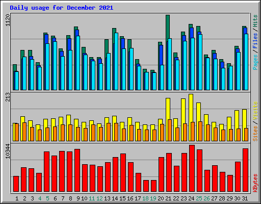 Daily usage for December 2021