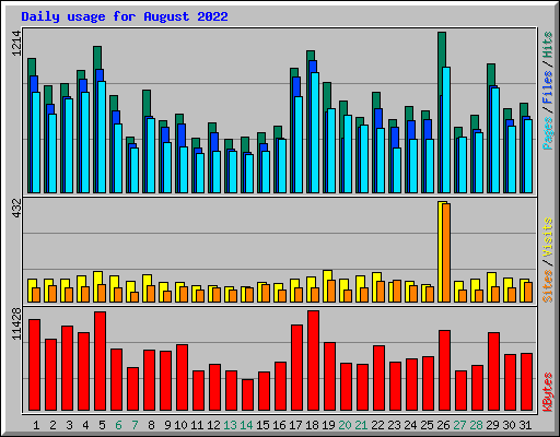 Daily usage for August 2022