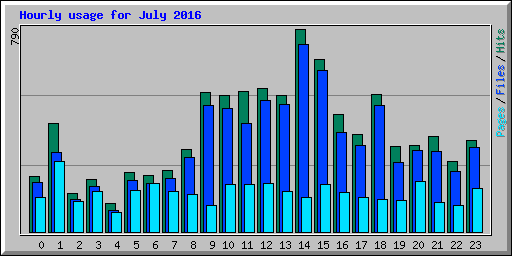 Hourly usage for July 2016