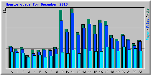 Hourly usage for December 2016