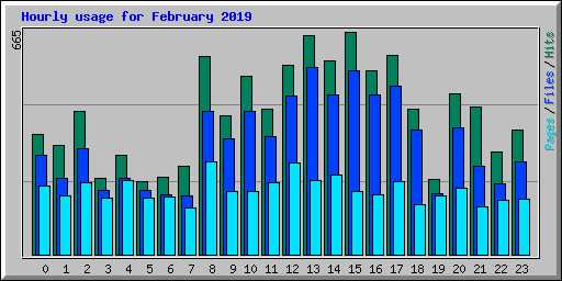 Hourly usage for February 2019